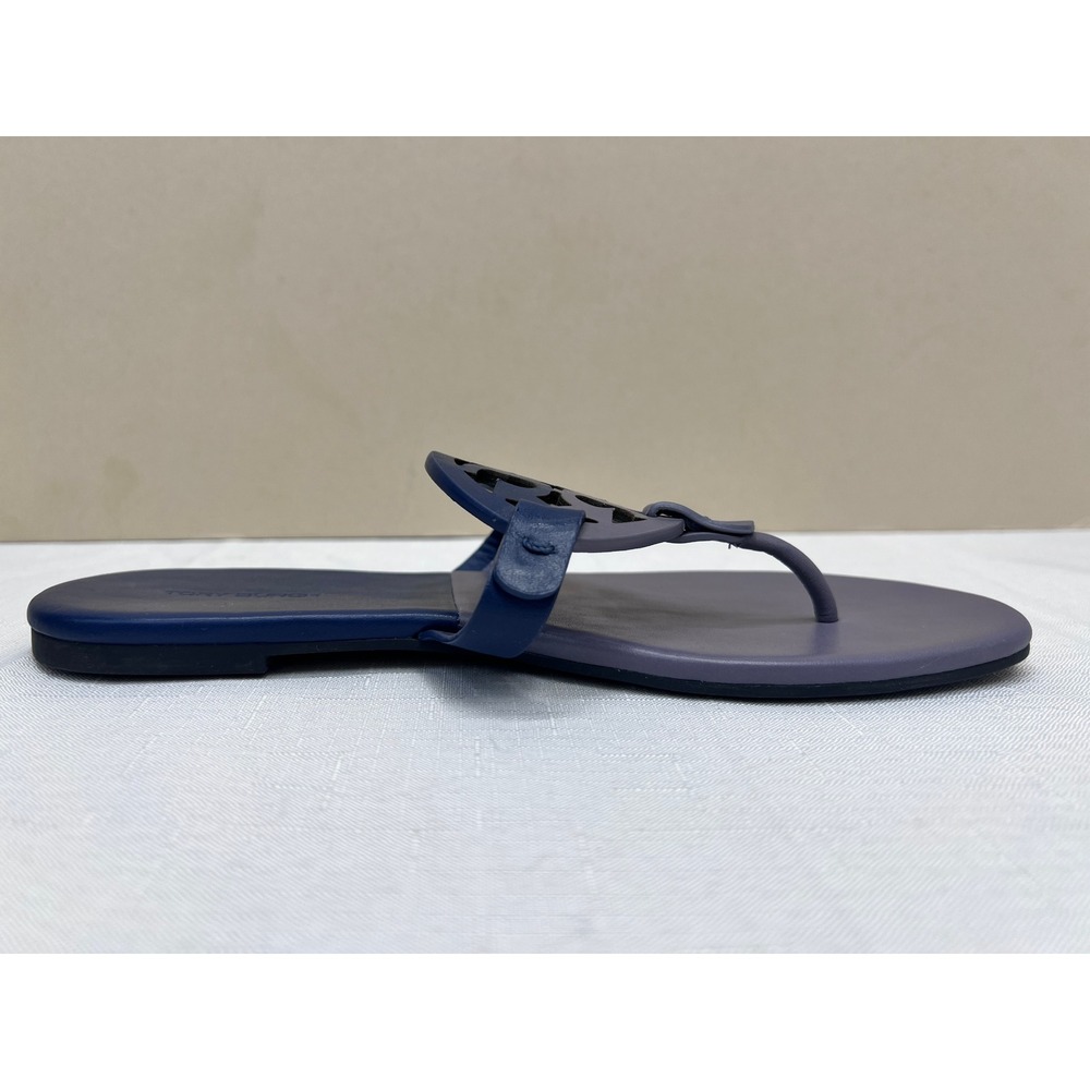 Tory Burch Miller Cloud Sandals Size 8 Blue Purple Excellent Leather Thong Flat - Picture 2 of 8